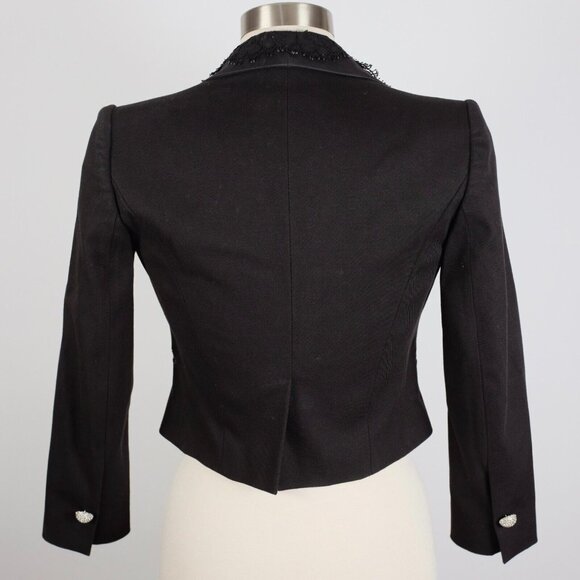 Dolce&Gabbana cropped jacket 40 US 4 black lace trim jewel buttons - Picture 2 of 10